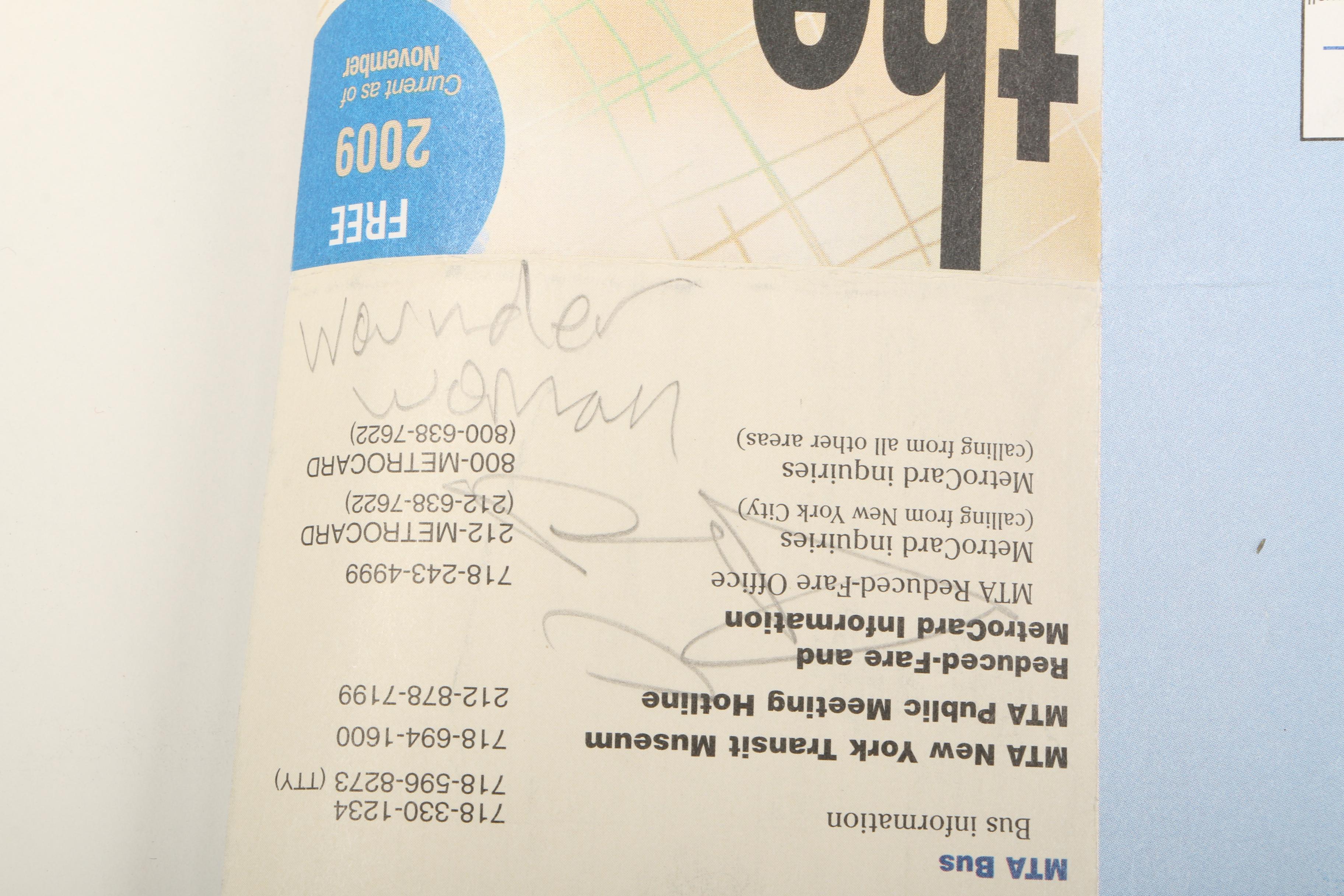 RD 357 Acrylic Graffiti Style Painting "Wonder Woman" on New York Subway Map