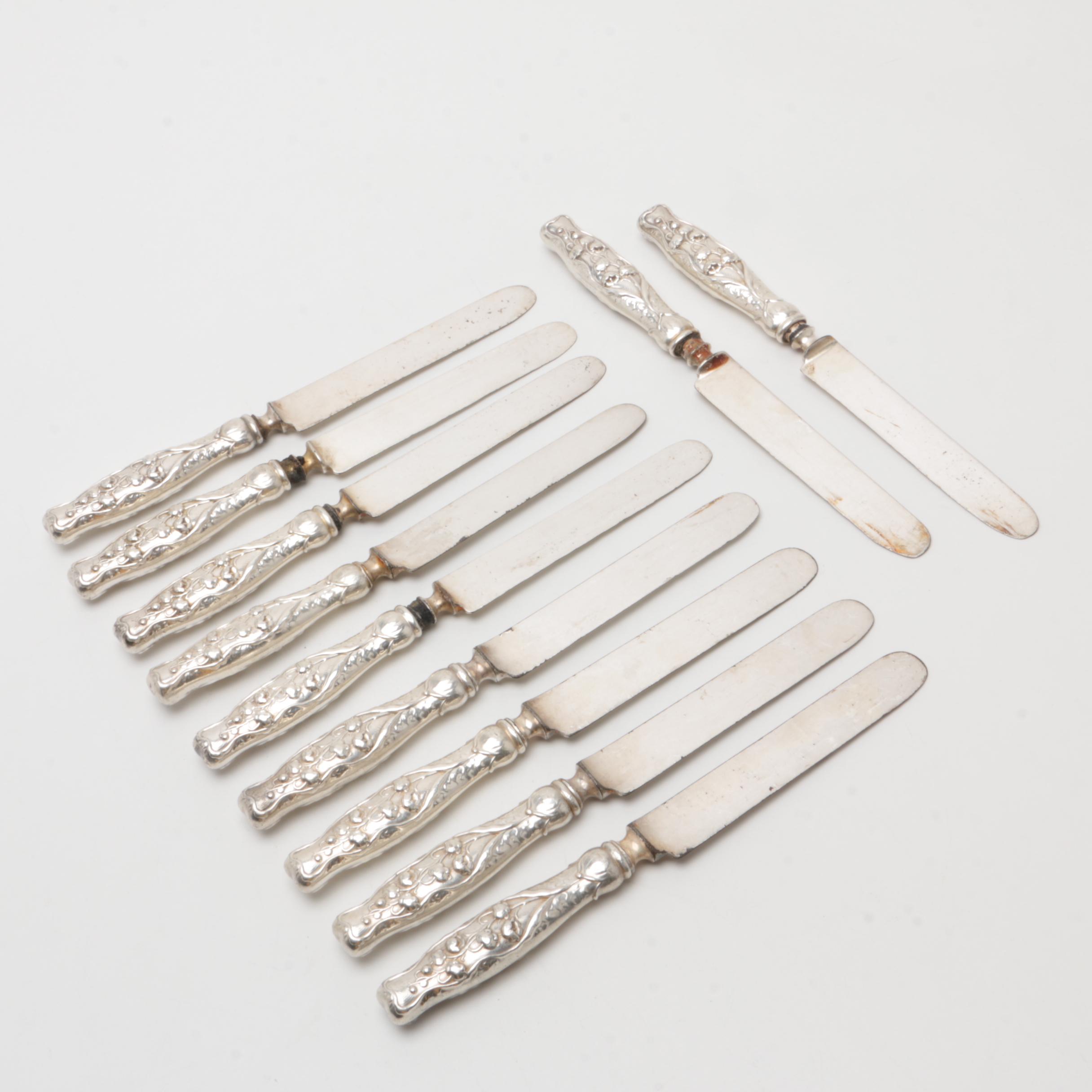Vintage Whiting Manufacturing  Sterling Blunt Hollow Knives, Lily of the Valley