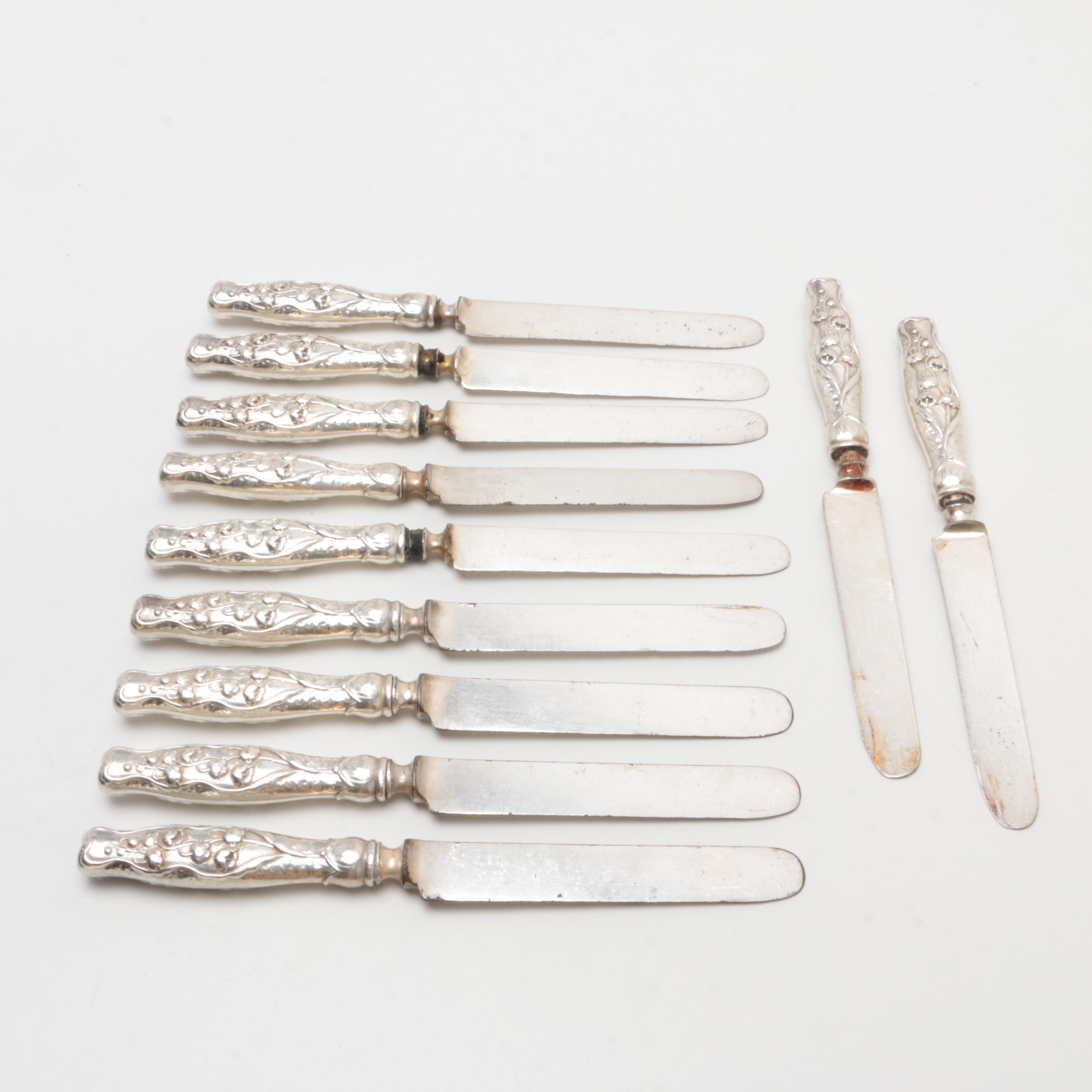 Vintage Whiting Manufacturing  Sterling Blunt Hollow Knives, Lily of the Valley