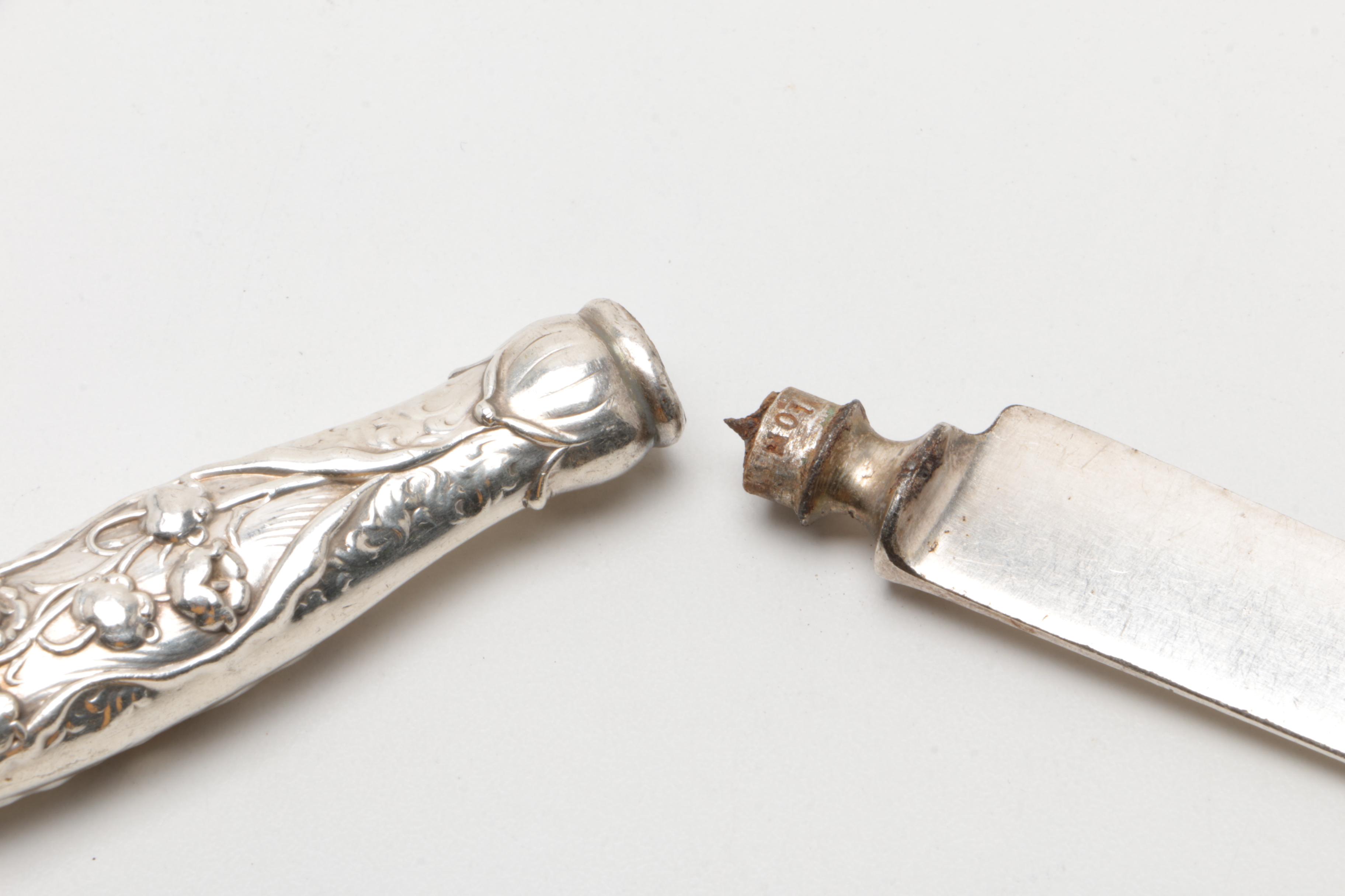 Vintage Whiting Manufacturing  Sterling Blunt Hollow Knives, Lily of the Valley