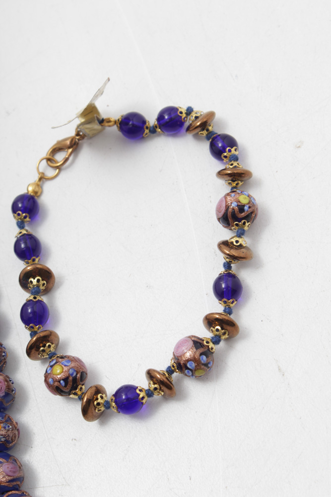 Venetian Fiorato Wedding Cake Bead Bracelet and Necklace