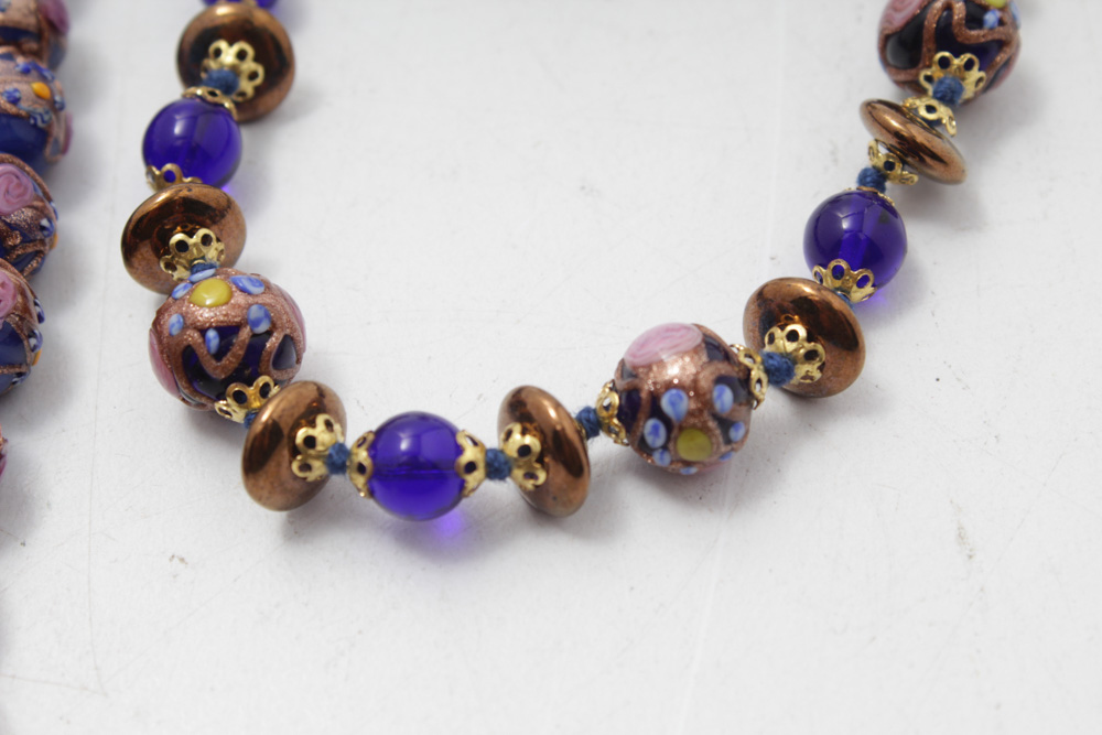 Venetian Fiorato Wedding Cake Bead Bracelet and Necklace