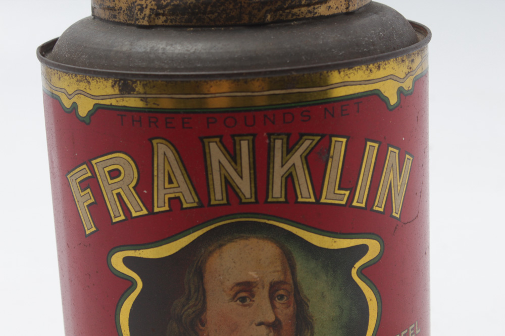 Red Metal Franklin Coffee Tin
