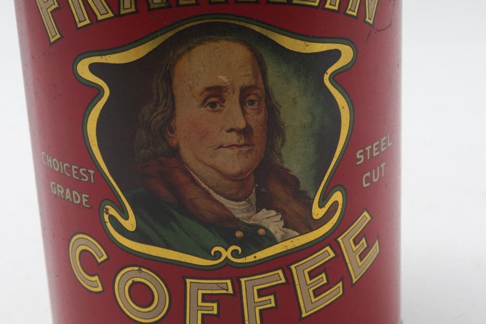 Red Metal Franklin Coffee Tin