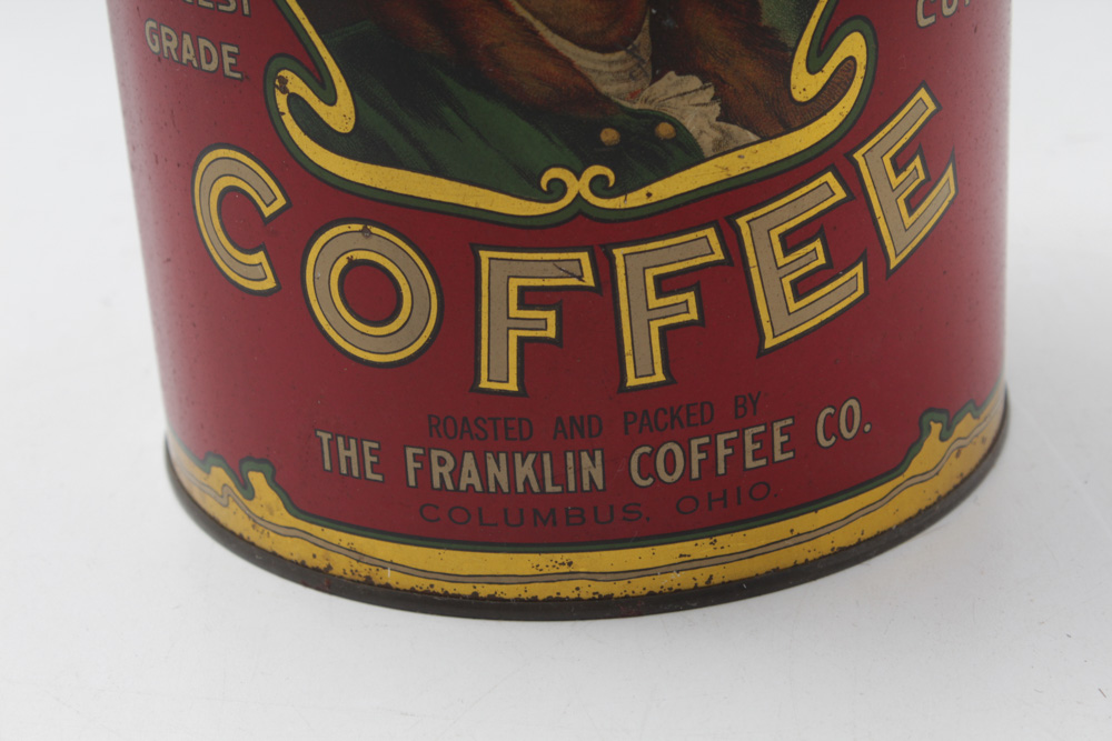 Red Metal Franklin Coffee Tin