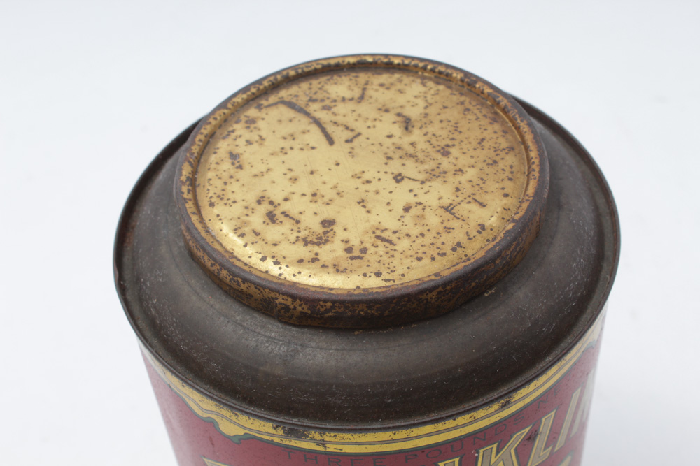 Red Metal Franklin Coffee Tin