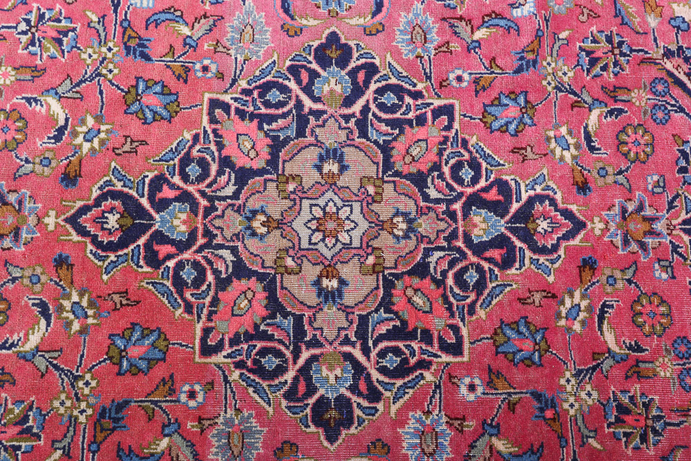 Vintage Hand-Knotted Persian Kashan Wool Long Rug