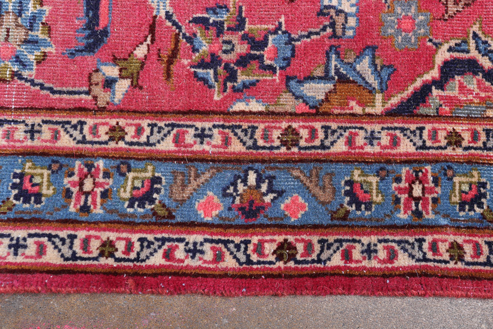 Vintage Hand-Knotted Persian Kashan Wool Long Rug
