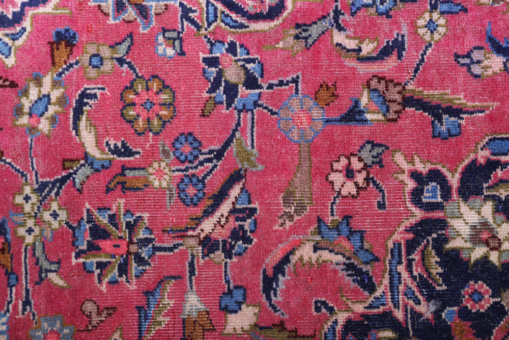 Vintage Hand-Knotted Persian Kashan Wool Long Rug