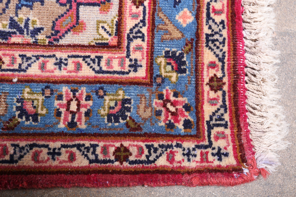Vintage Hand-Knotted Persian Kashan Wool Long Rug