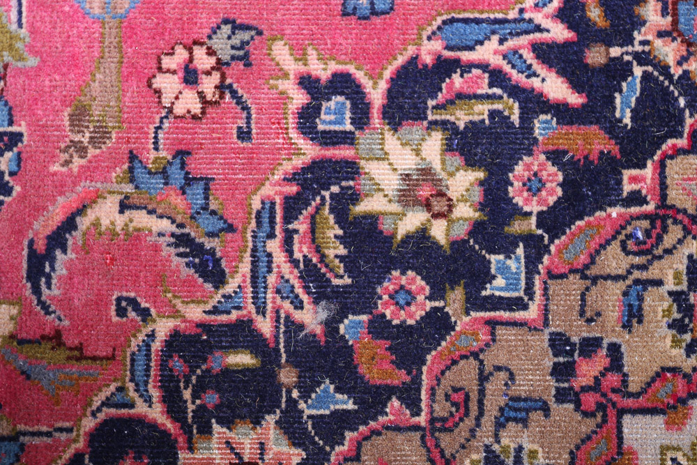 Vintage Hand-Knotted Persian Kashan Wool Long Rug