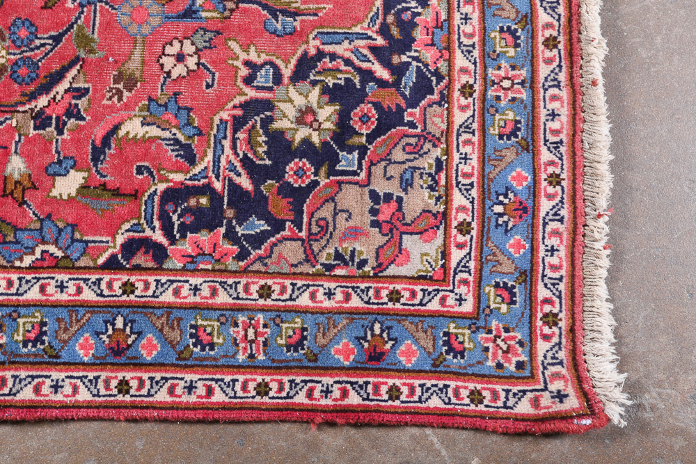 Vintage Hand-Knotted Persian Kashan Wool Long Rug