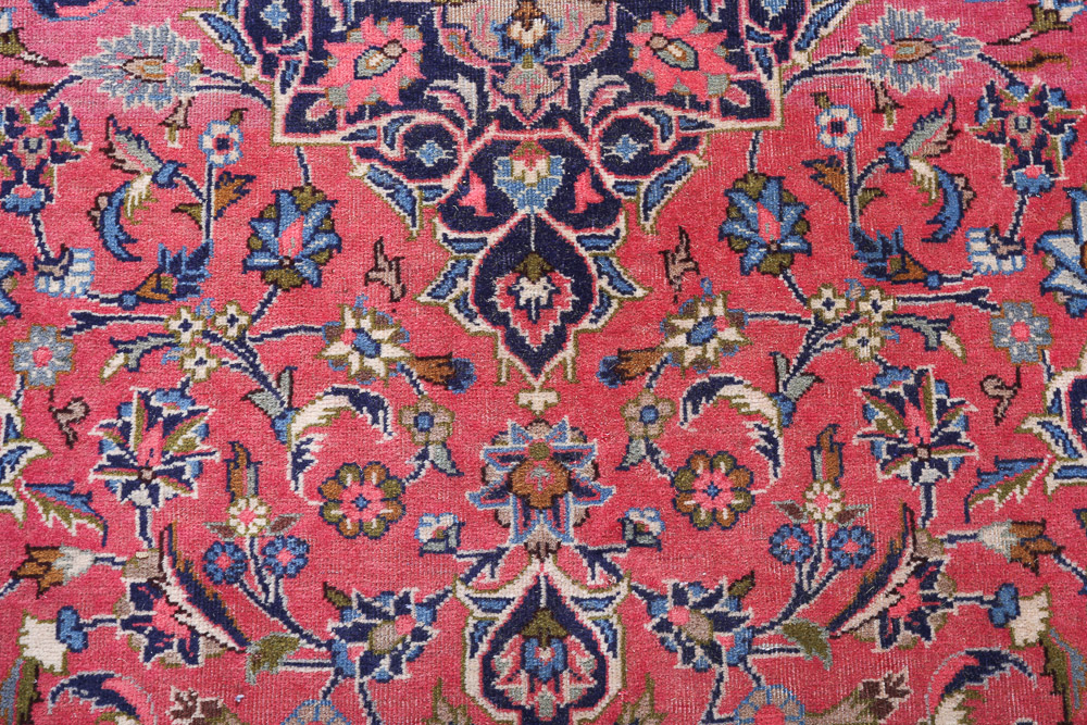 Vintage Hand-Knotted Persian Kashan Wool Long Rug