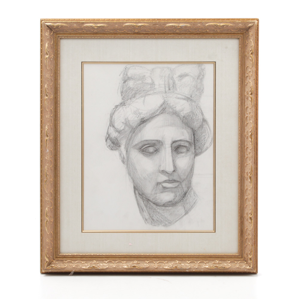 Vintage Drawing Depicting a Roman Woman