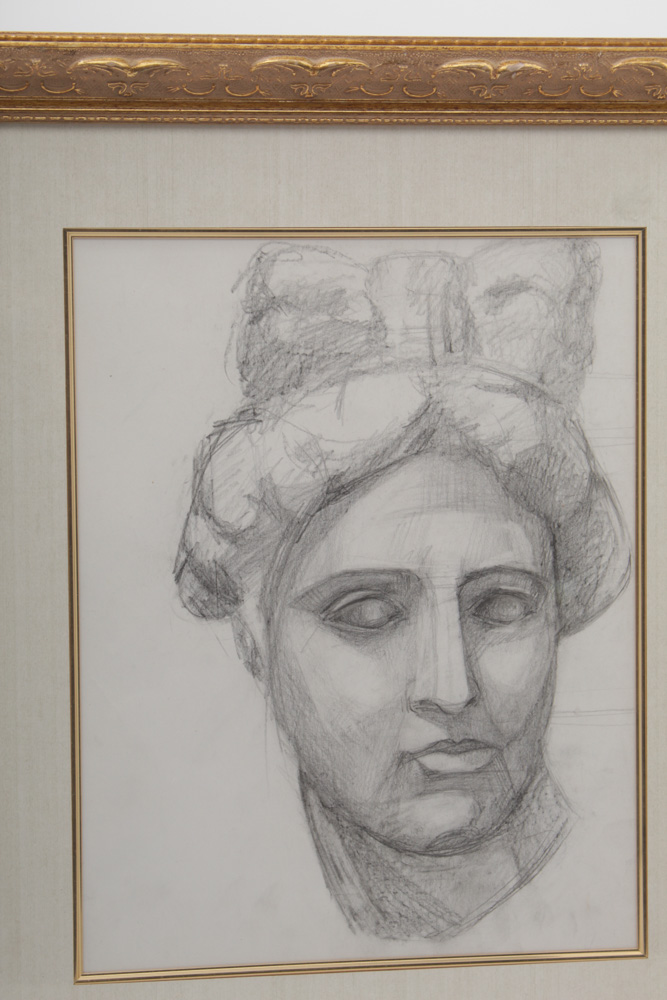 Vintage Drawing Depicting a Roman Woman