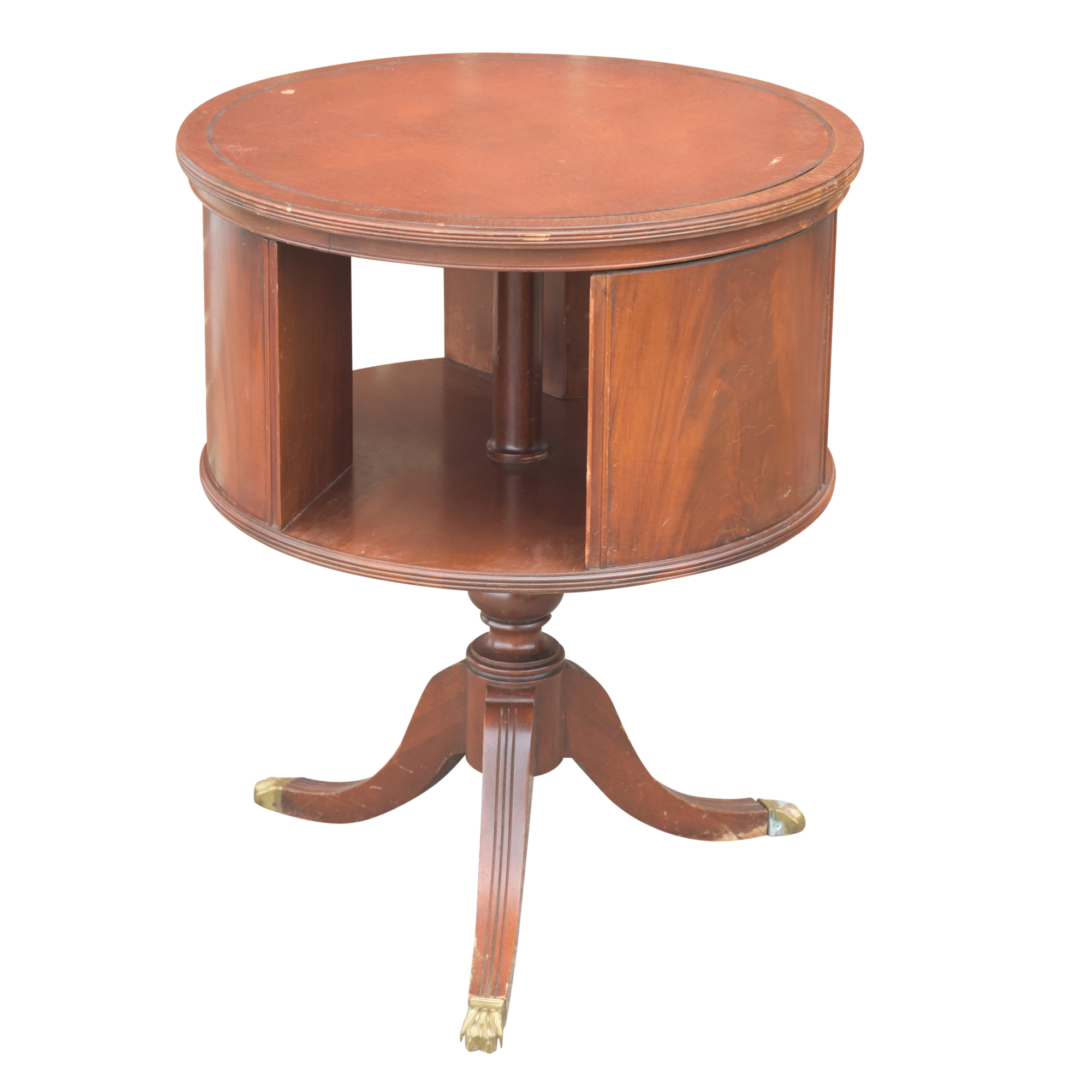 Vintage Duncan Phyfe Style Mahogany Drum Table by Hathaway's