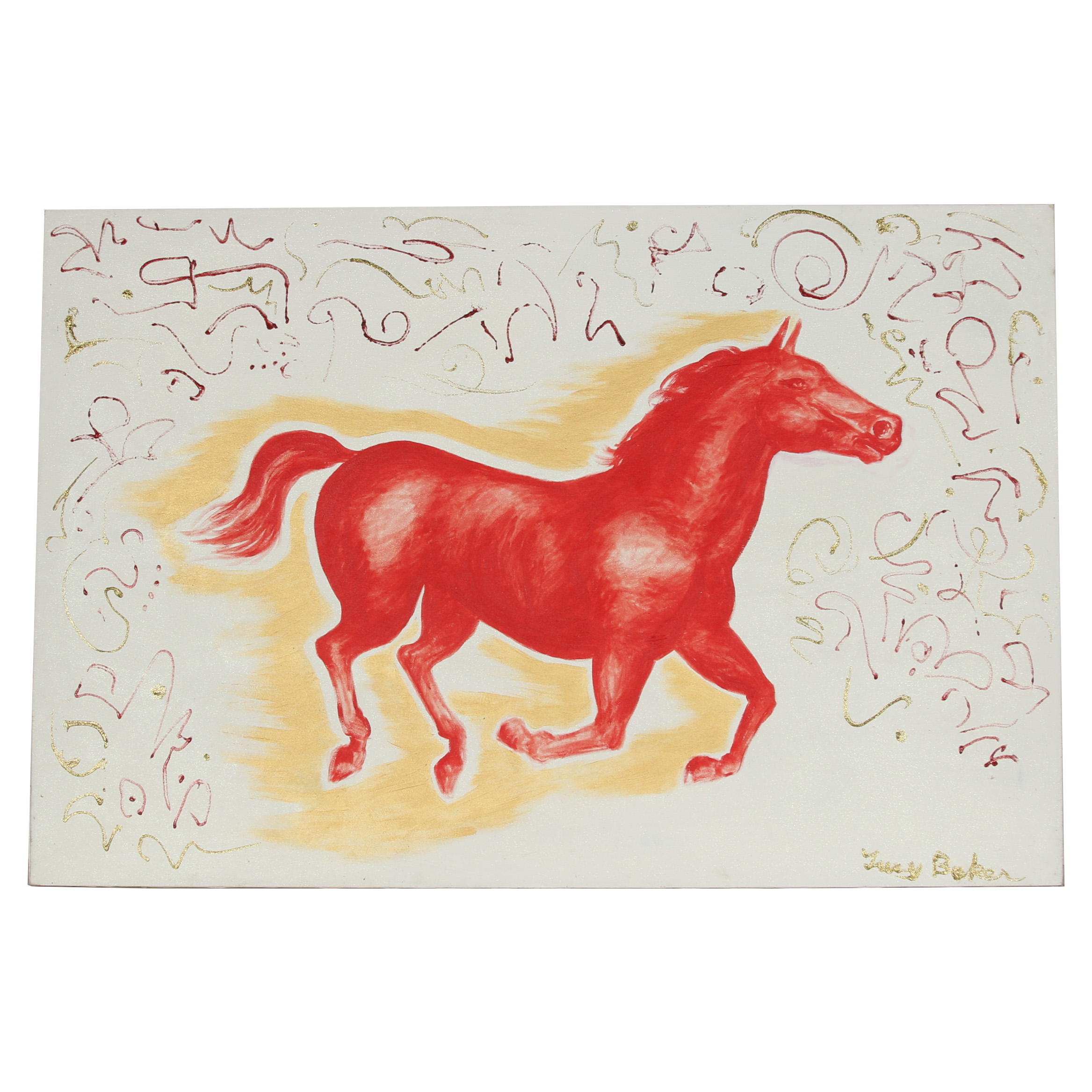 Lucy Baker Acrylic Painting "Running Red Horse"