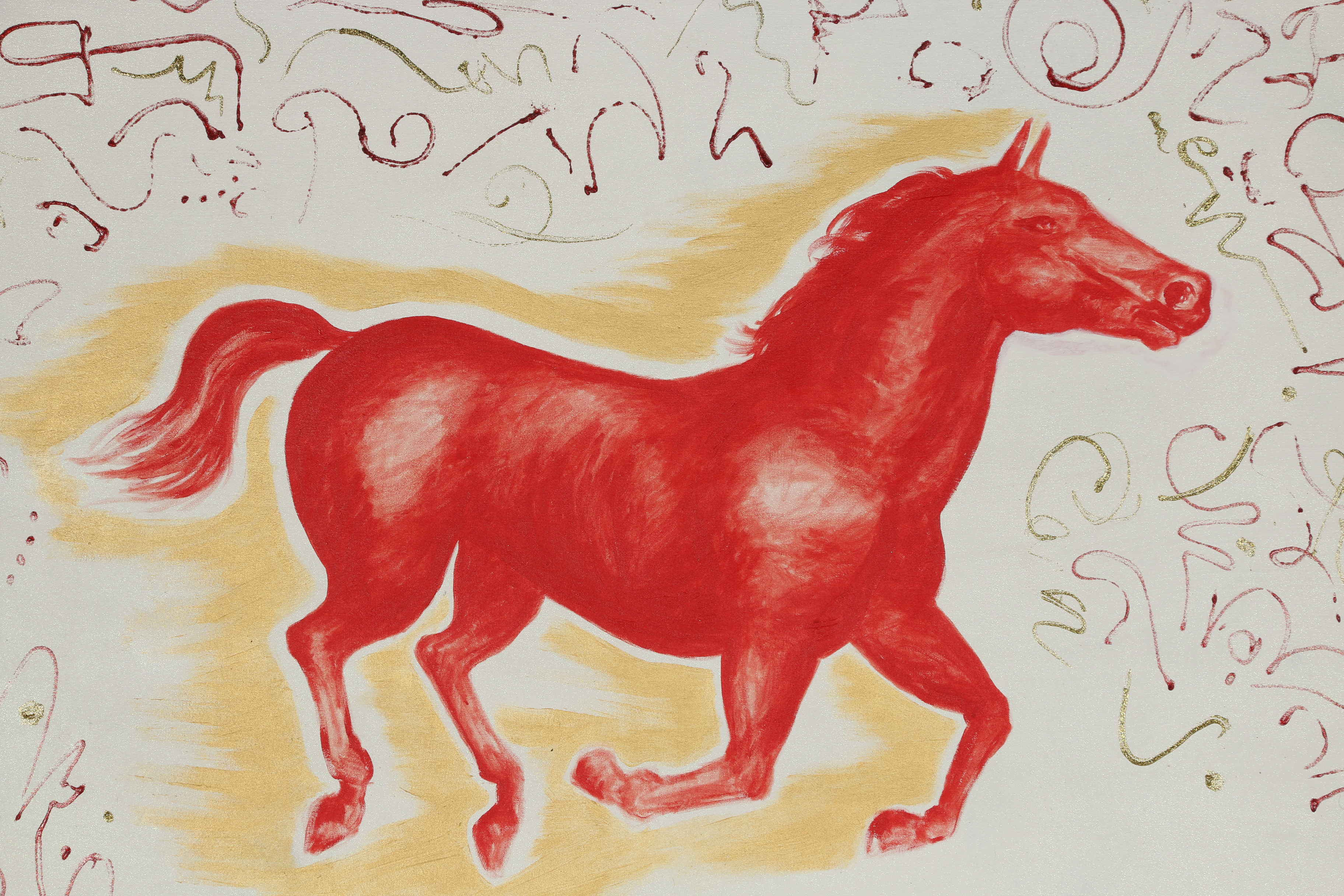 Lucy Baker Acrylic Painting "Running Red Horse"