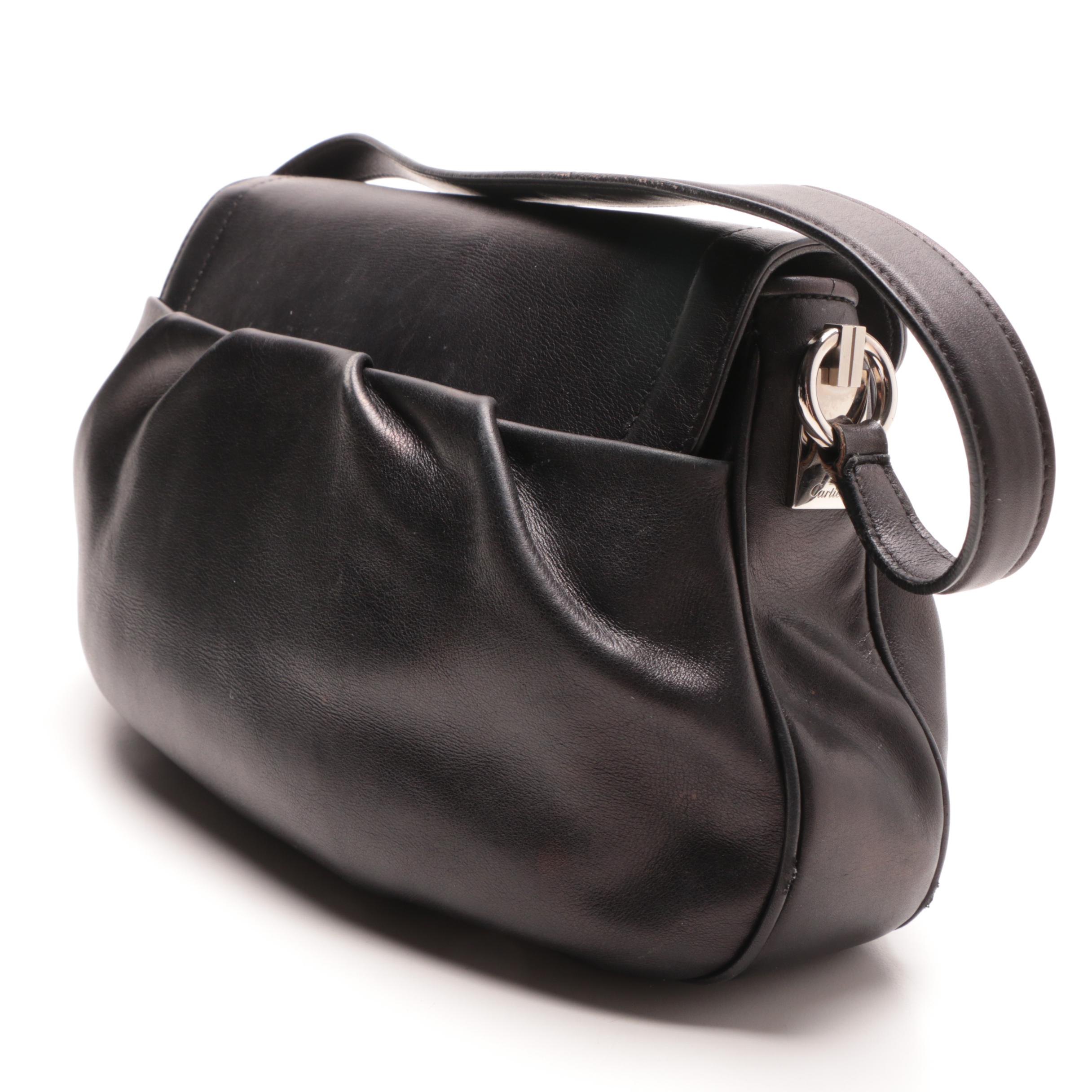 Cartier Panthere Art Deco Handbag in Black Leather