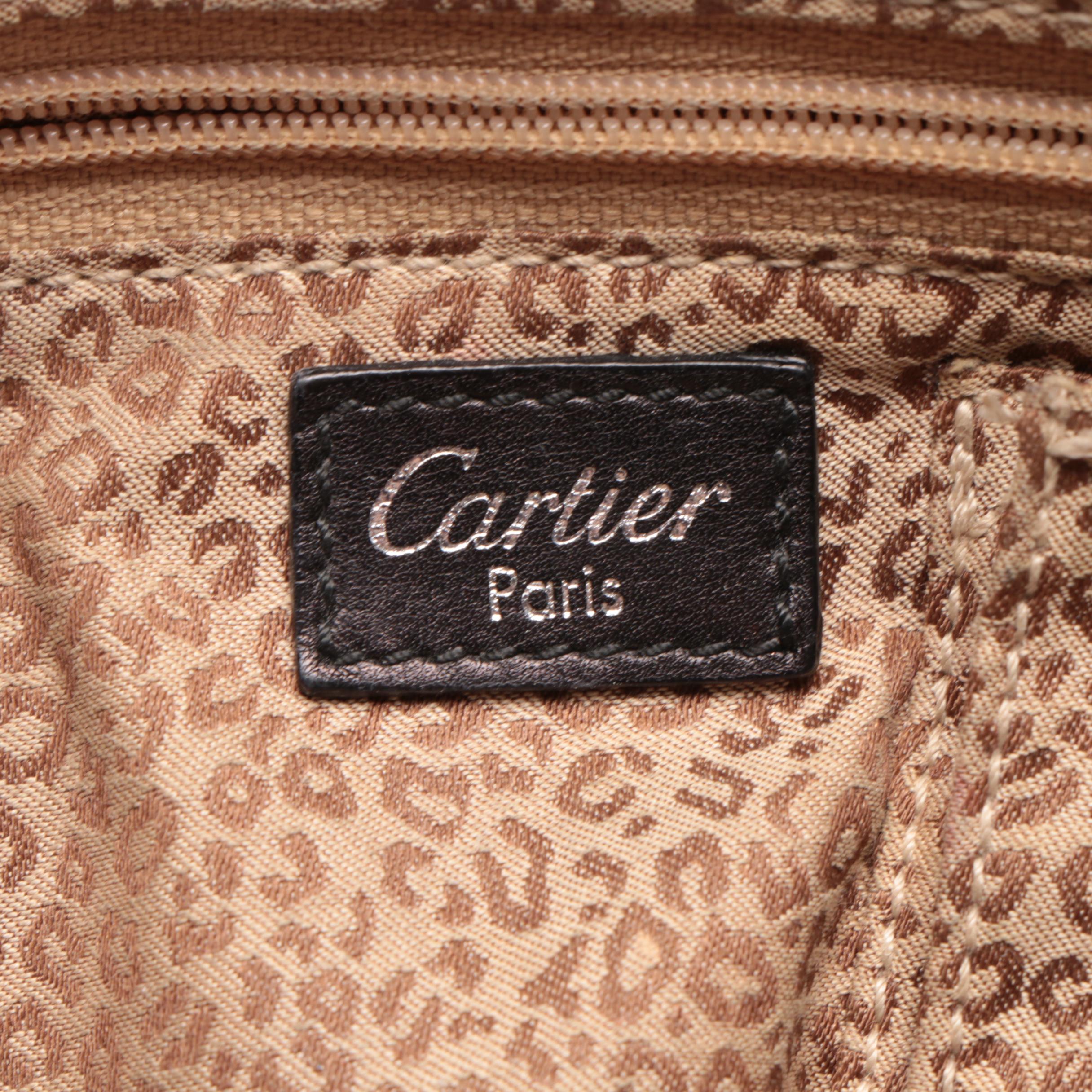 Cartier Panthere Art Deco Handbag in Black Leather