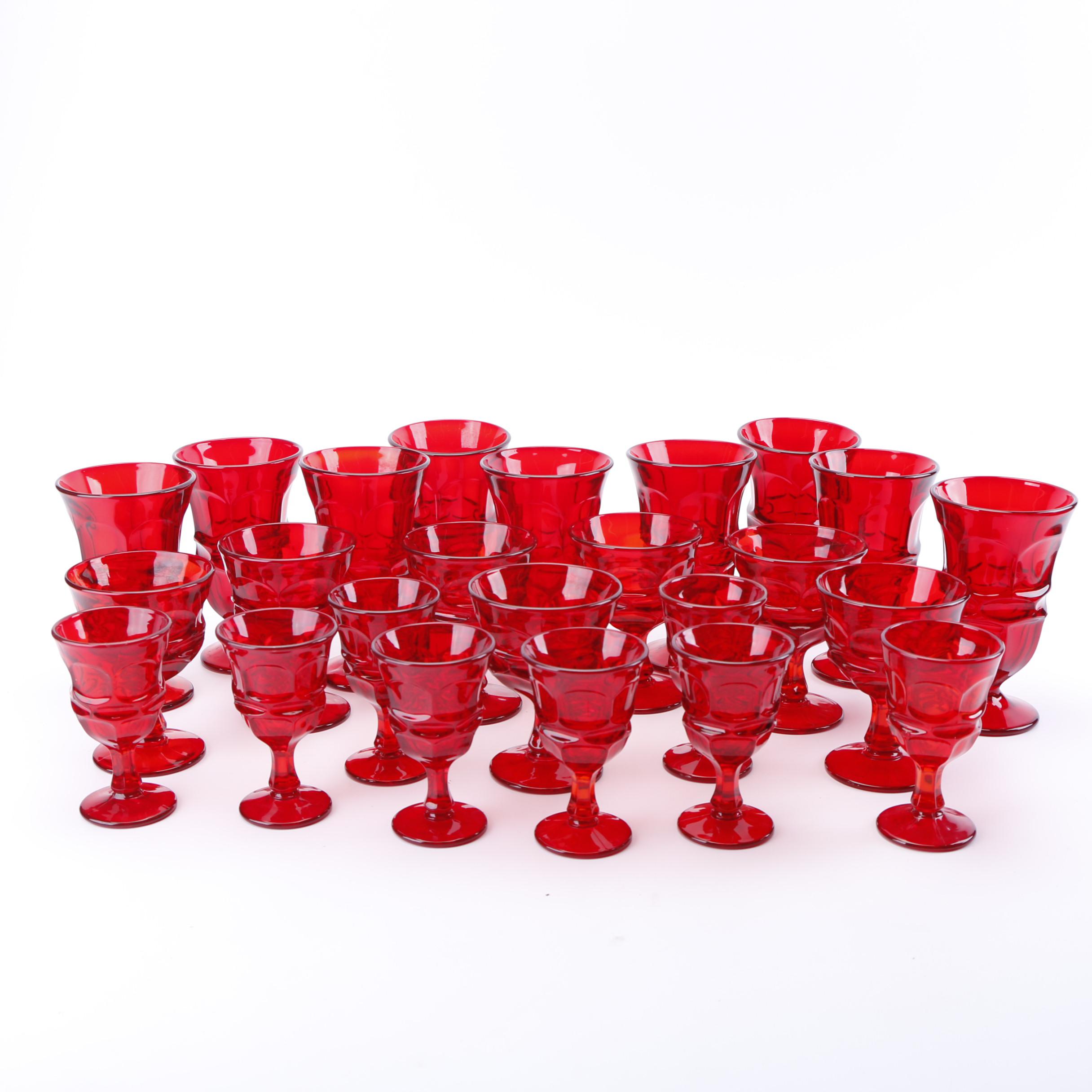 Vintage Fostoria "Argus" Ruby Glass Stemware