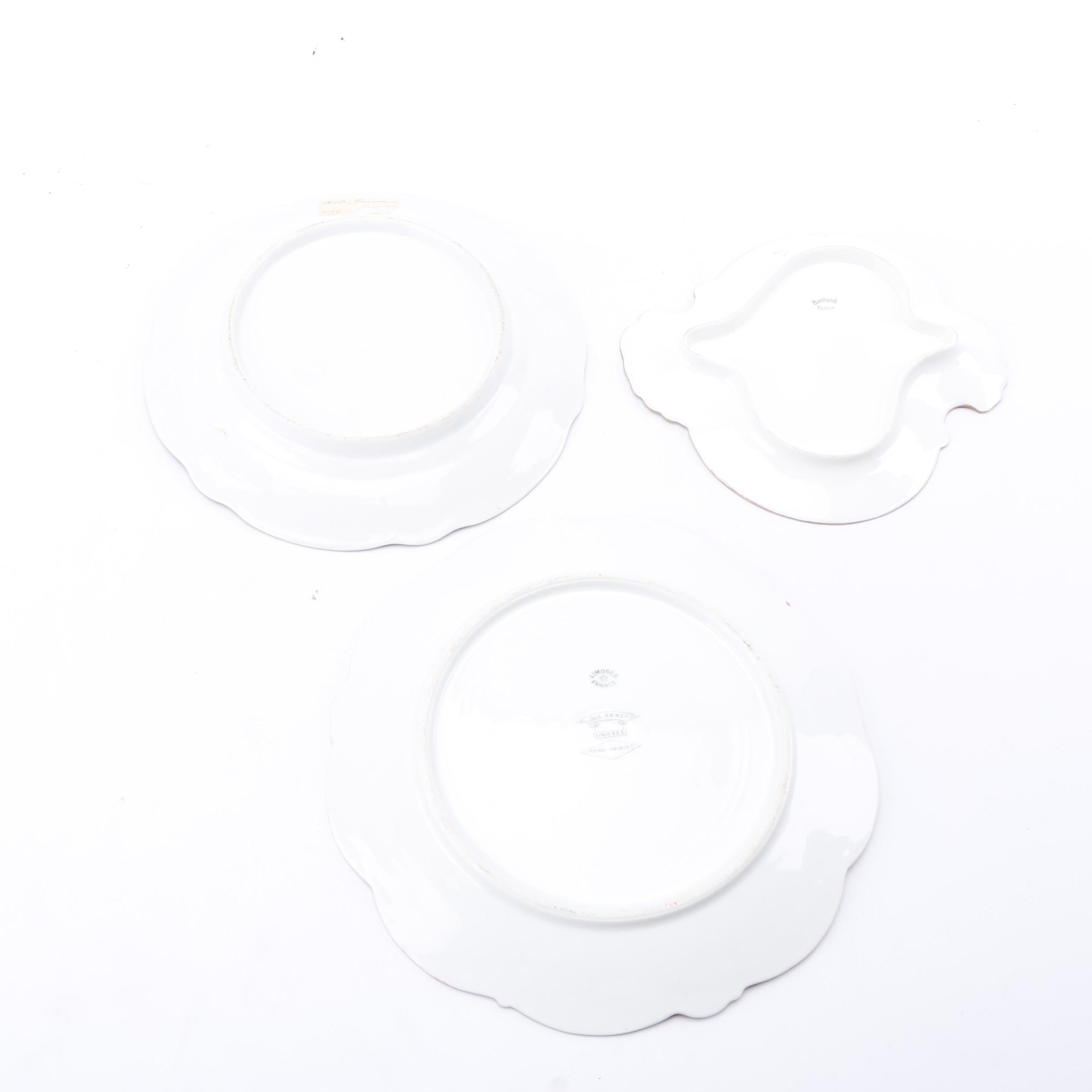 Antique Latrille Limoges and Vintage Haviland Hand-Painted Porcelain Plates