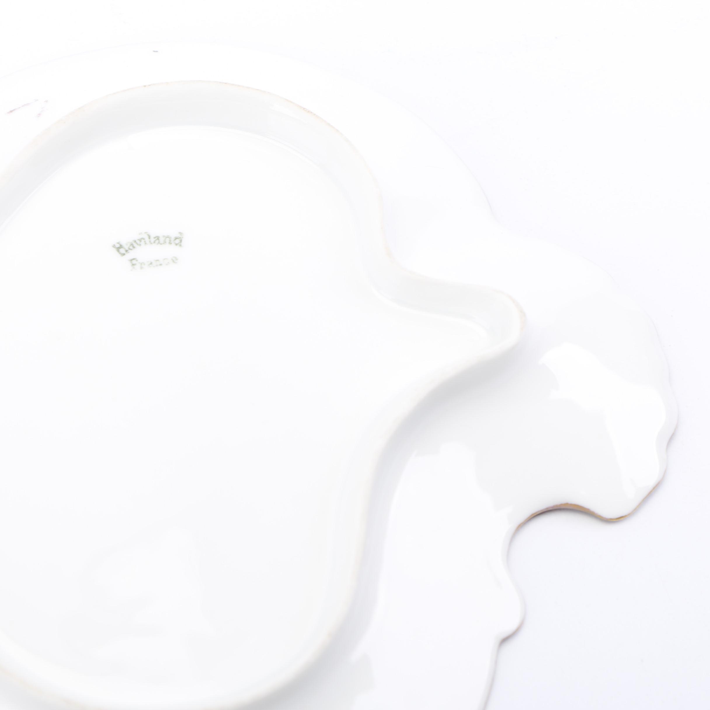 Antique Latrille Limoges and Vintage Haviland Hand-Painted Porcelain Plates