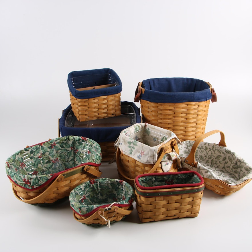 2004-2005 Longaberger Christmas Baskets with Fabric Liners