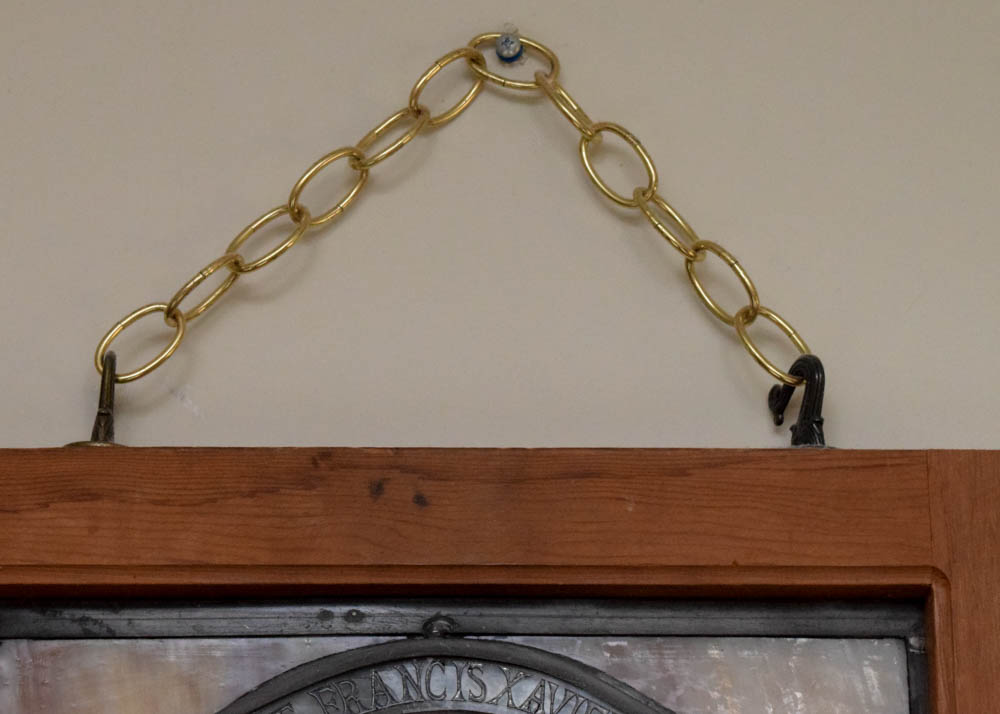 Vintage Salvaged St. Francis Xavier Slag Glass Pane