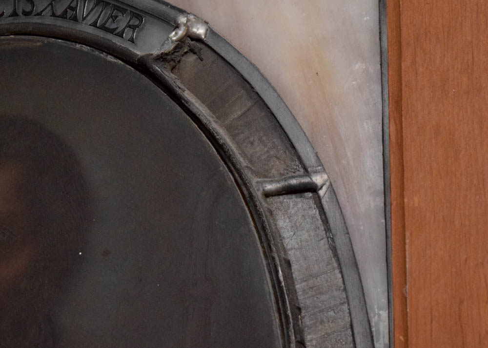 Vintage Salvaged St. Francis Xavier Slag Glass Pane