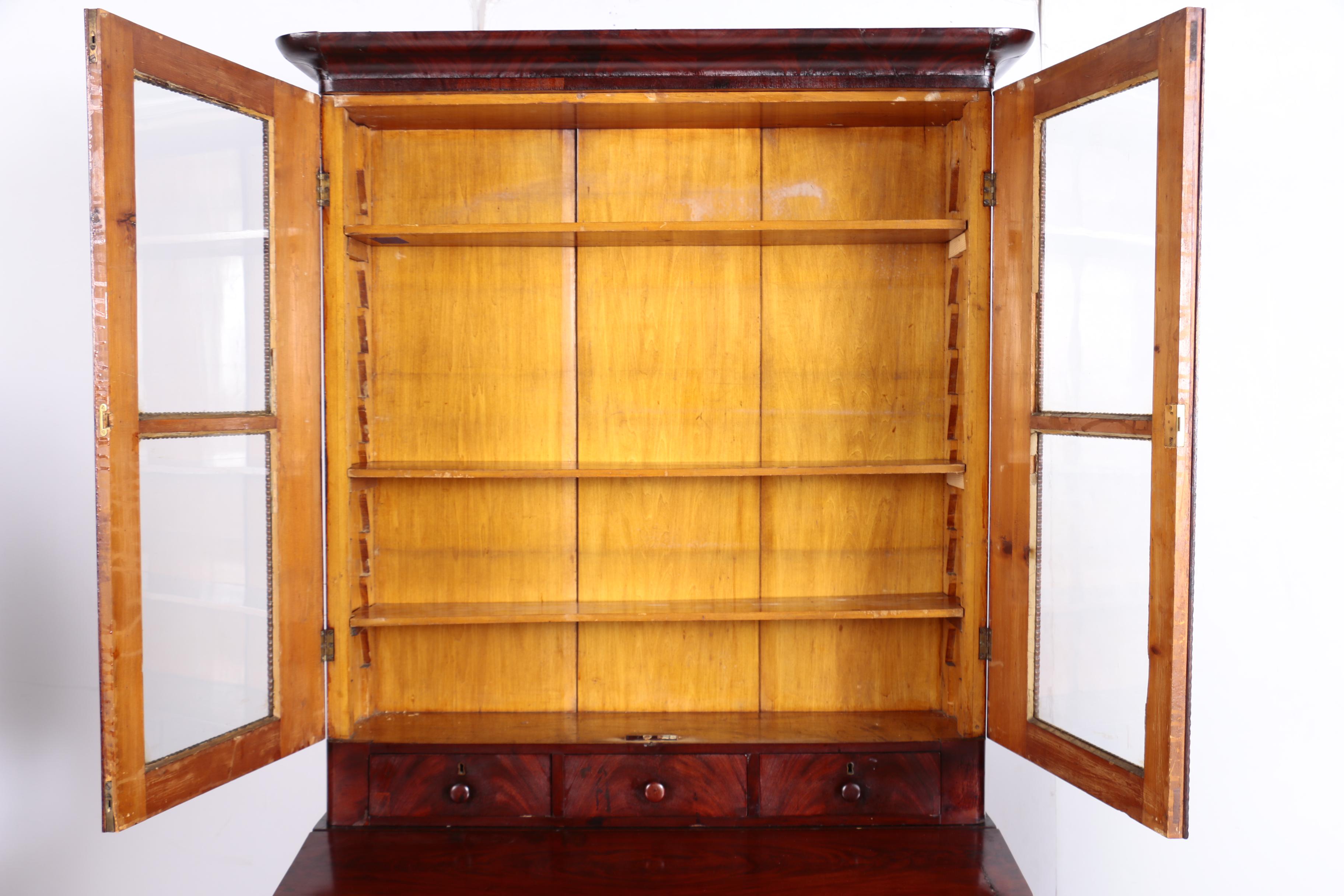 Victorian Mahogany Secretary Bookcase, Mid 19th Century