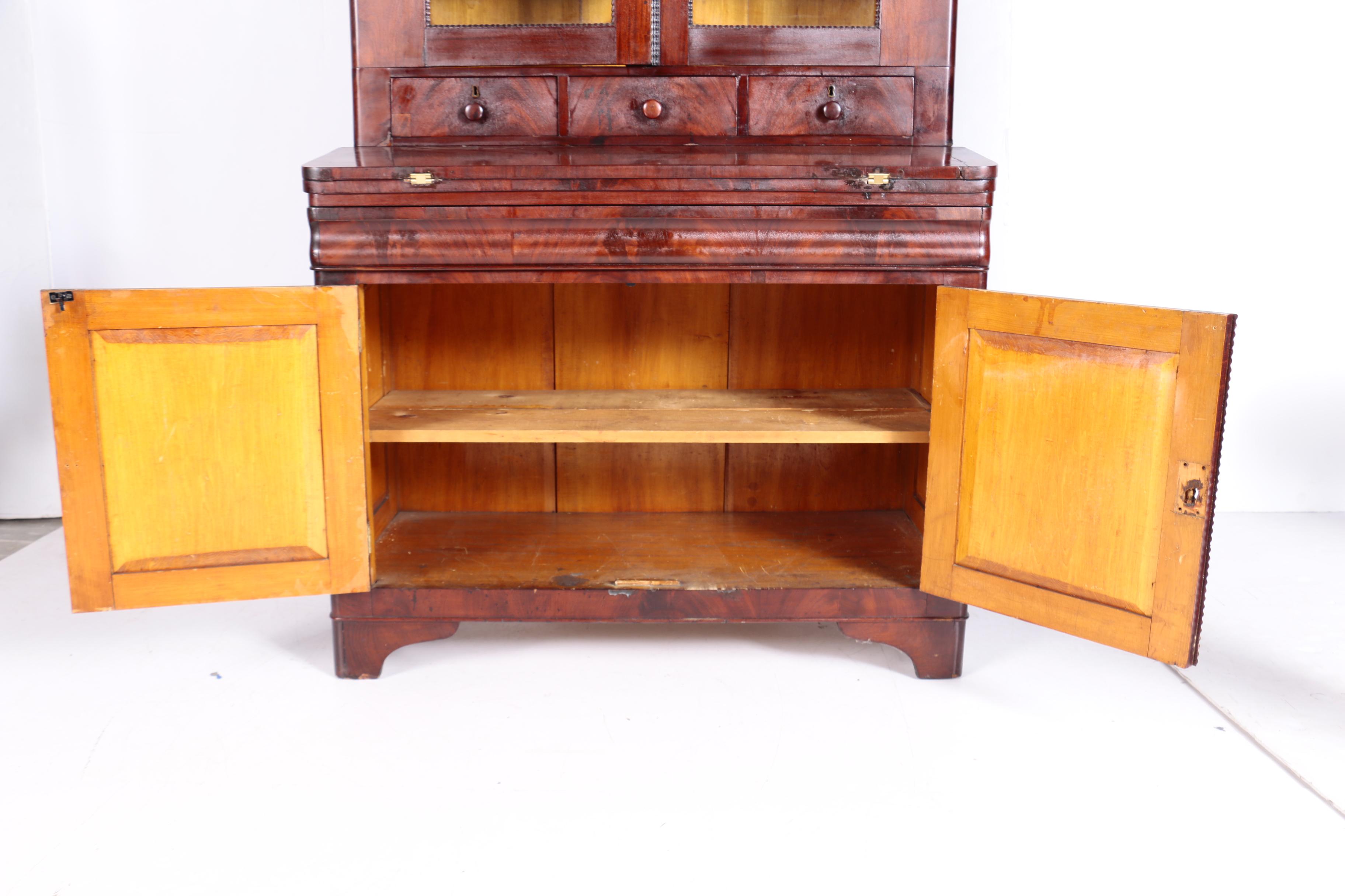 Victorian Mahogany Secretary Bookcase, Mid 19th Century