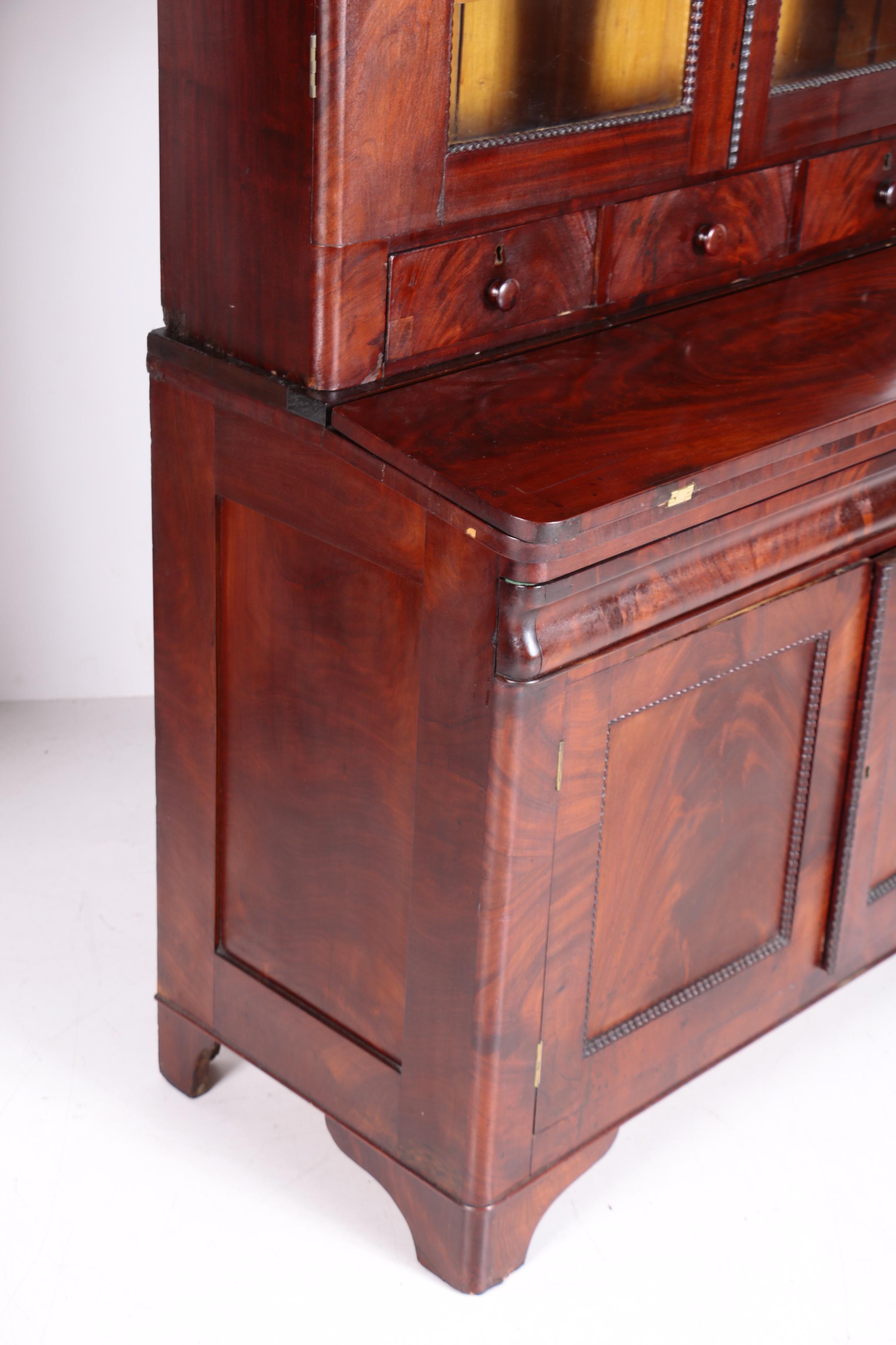 Victorian Mahogany Secretary Bookcase, Mid 19th Century