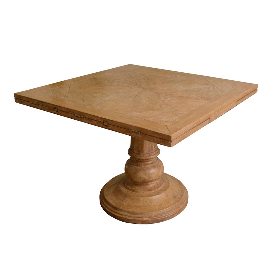 Oak Drop Leaf Pedestal Dining Table