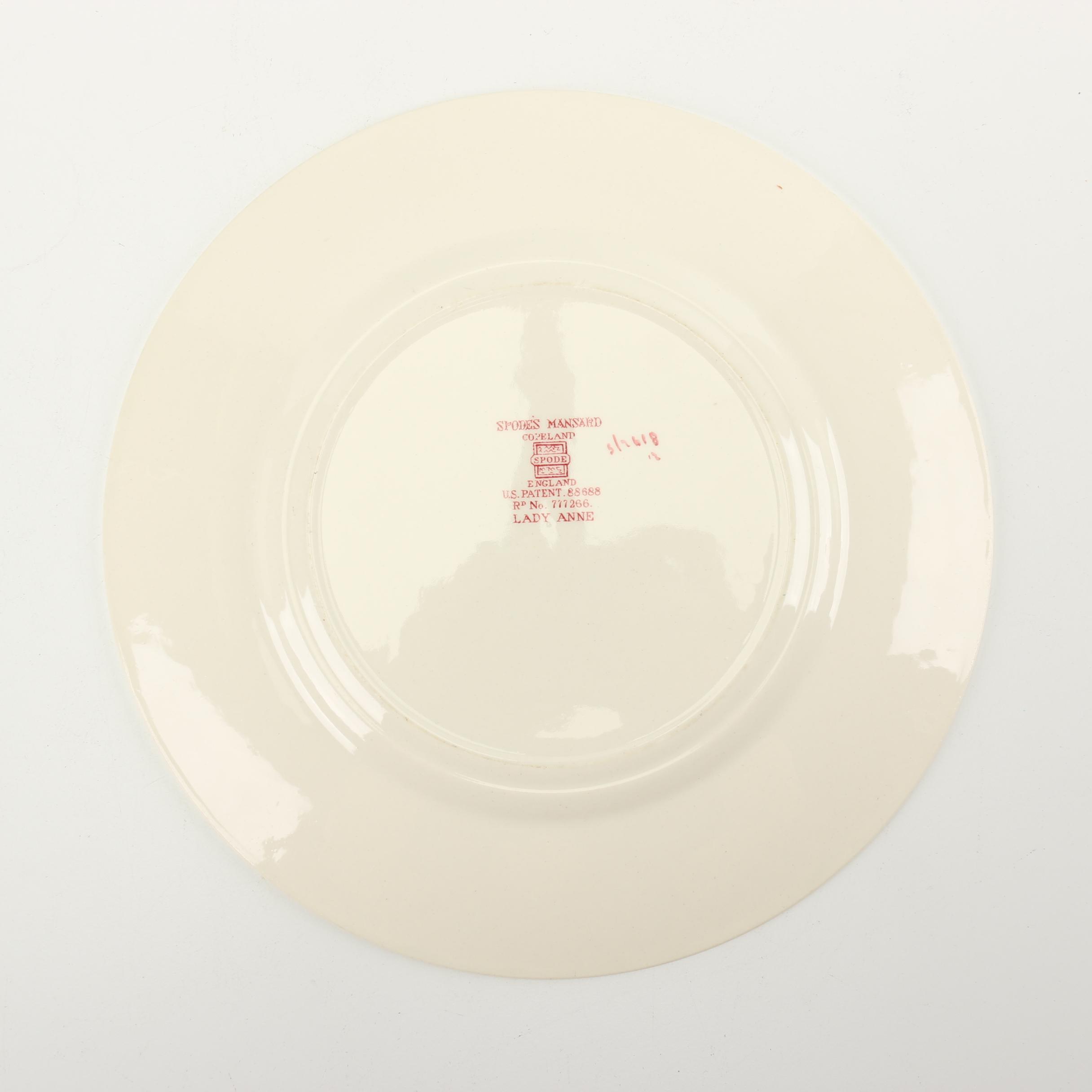 Copeland Spode "Lady Anne" Transfer-Printed Salad and Dinner Plates c. 1941-64