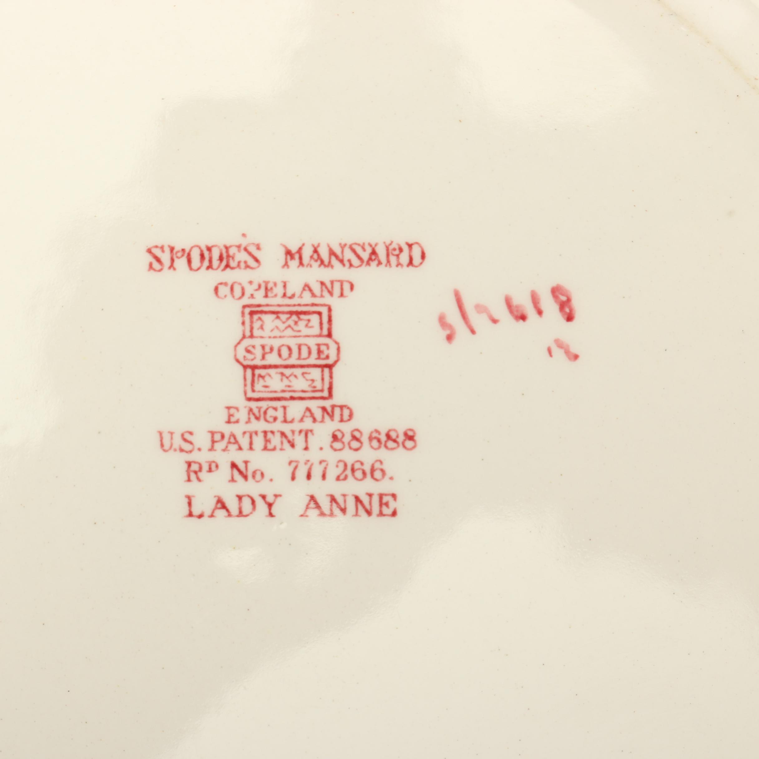 Copeland Spode "Lady Anne" Transfer-Printed Salad and Dinner Plates c. 1941-64