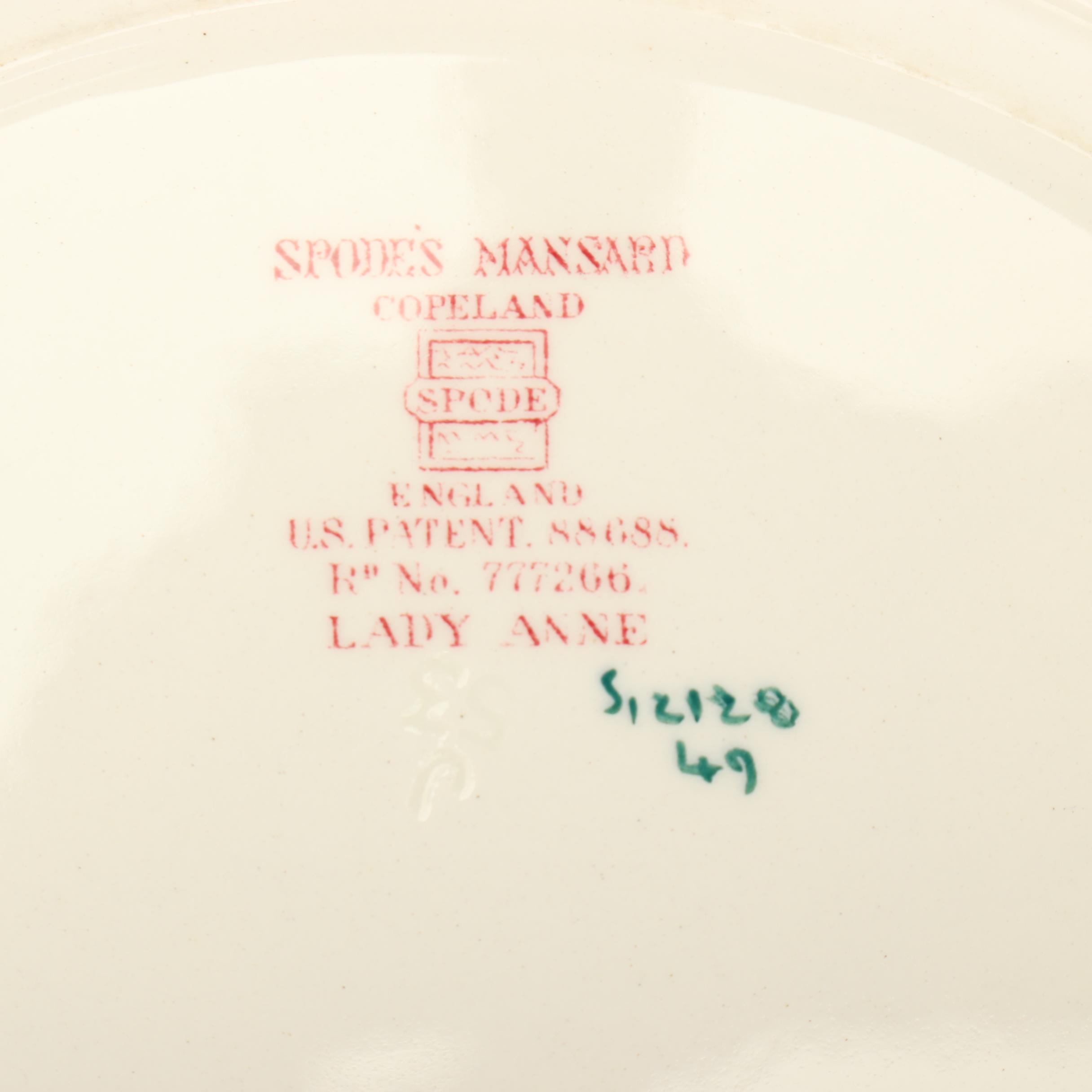 Copeland Spode "Lady Anne" Transfer-Printed Salad and Dinner Plates c. 1941-64