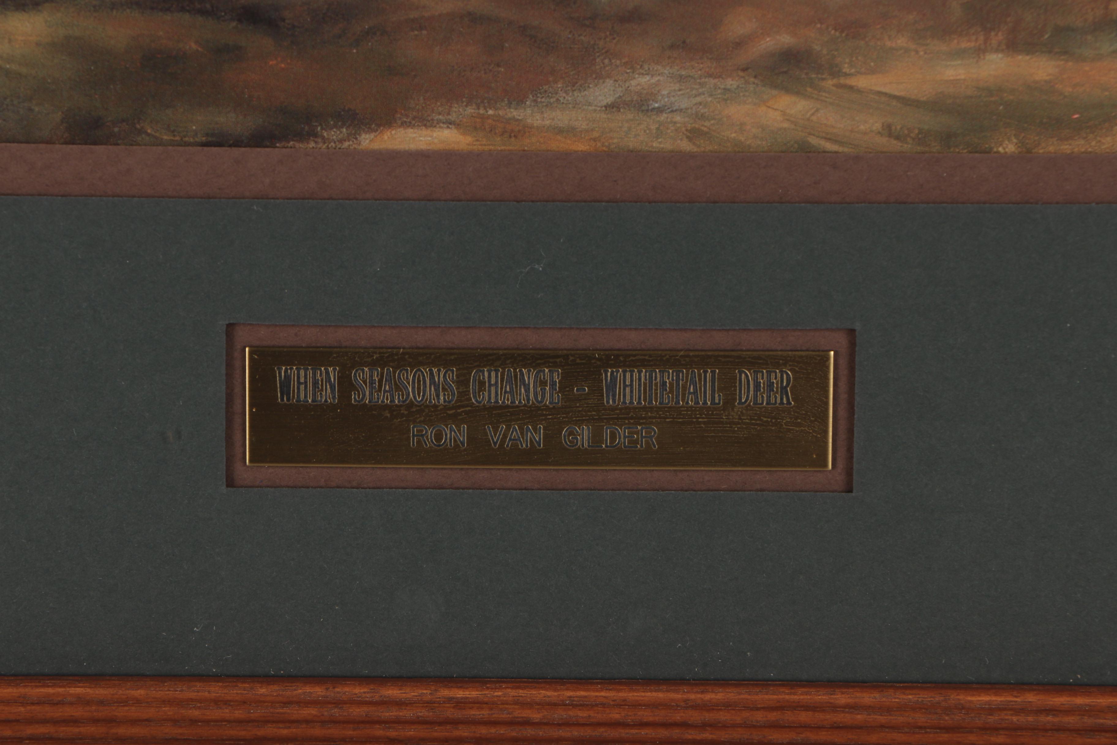 Ron Van Gilder Offset Lithograph "When Seasons Change - White Tail Deer"