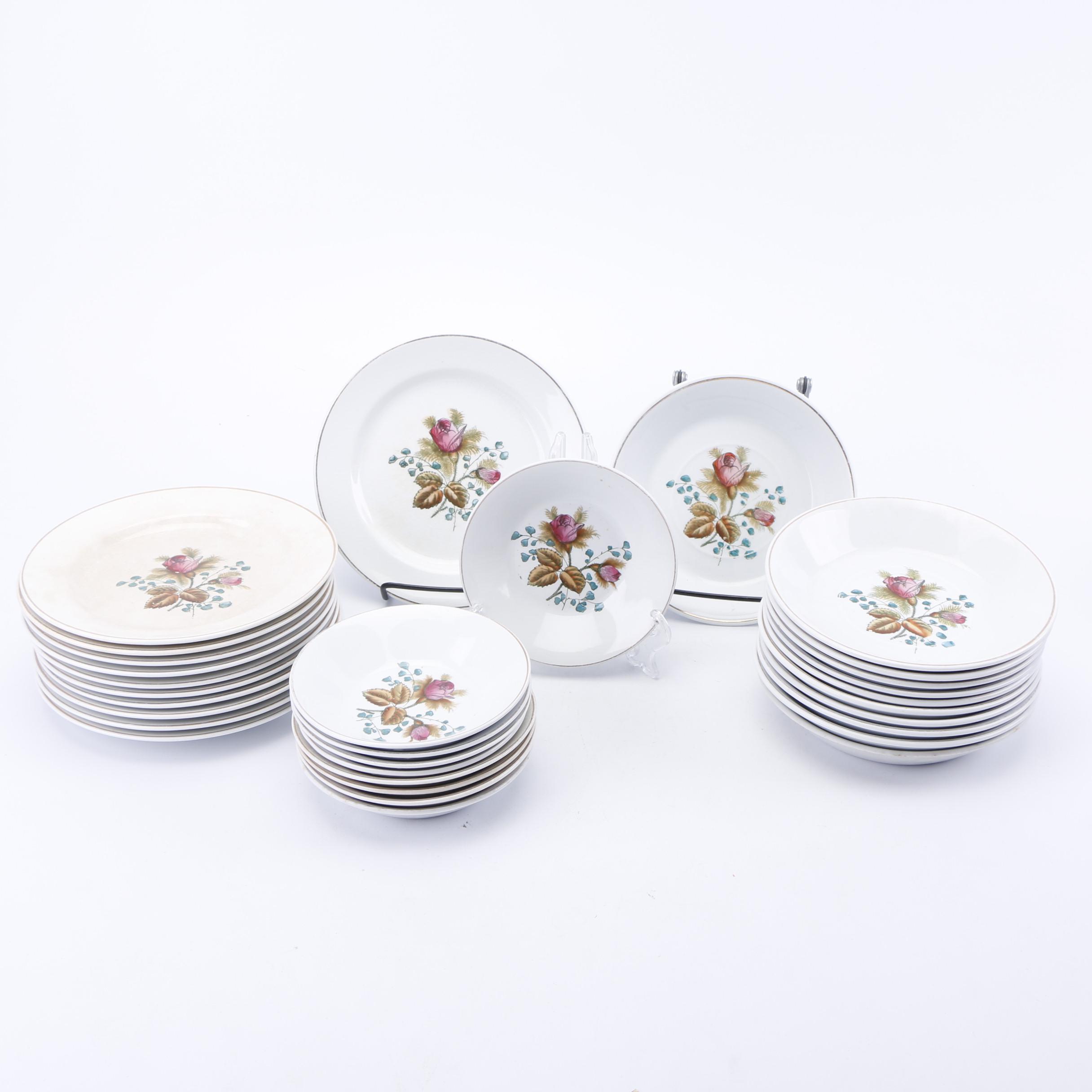Late 19th C. Alfred Meakin "Moss Rose" Ironstone Dinnerware