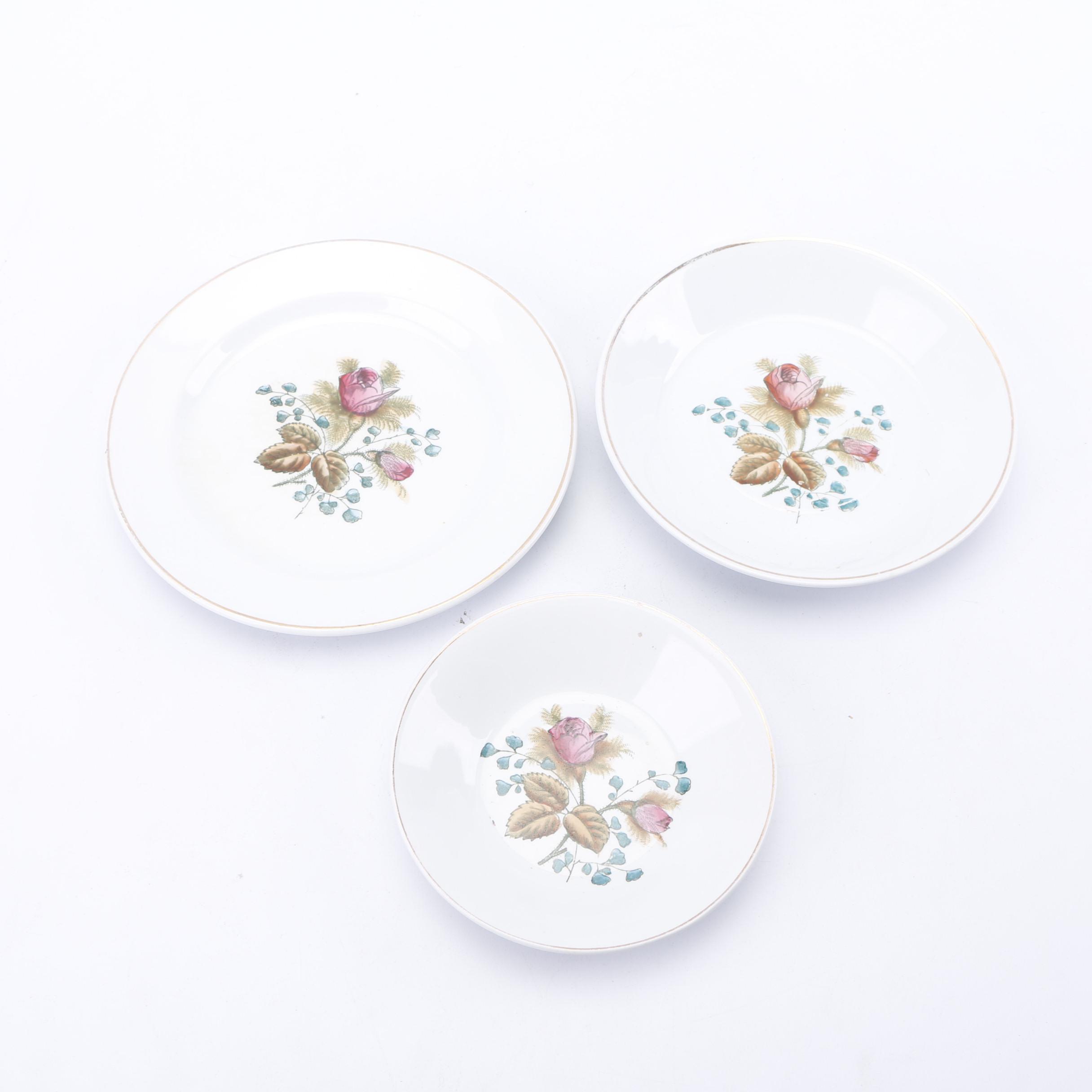 Late 19th C. Alfred Meakin "Moss Rose" Ironstone Dinnerware