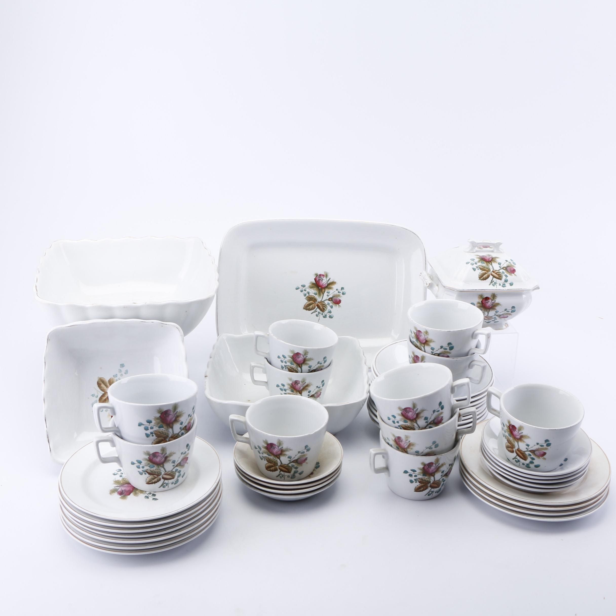 Late 19th C. Alfred Meakin "Moss Rose" Ironstone Dinnerware