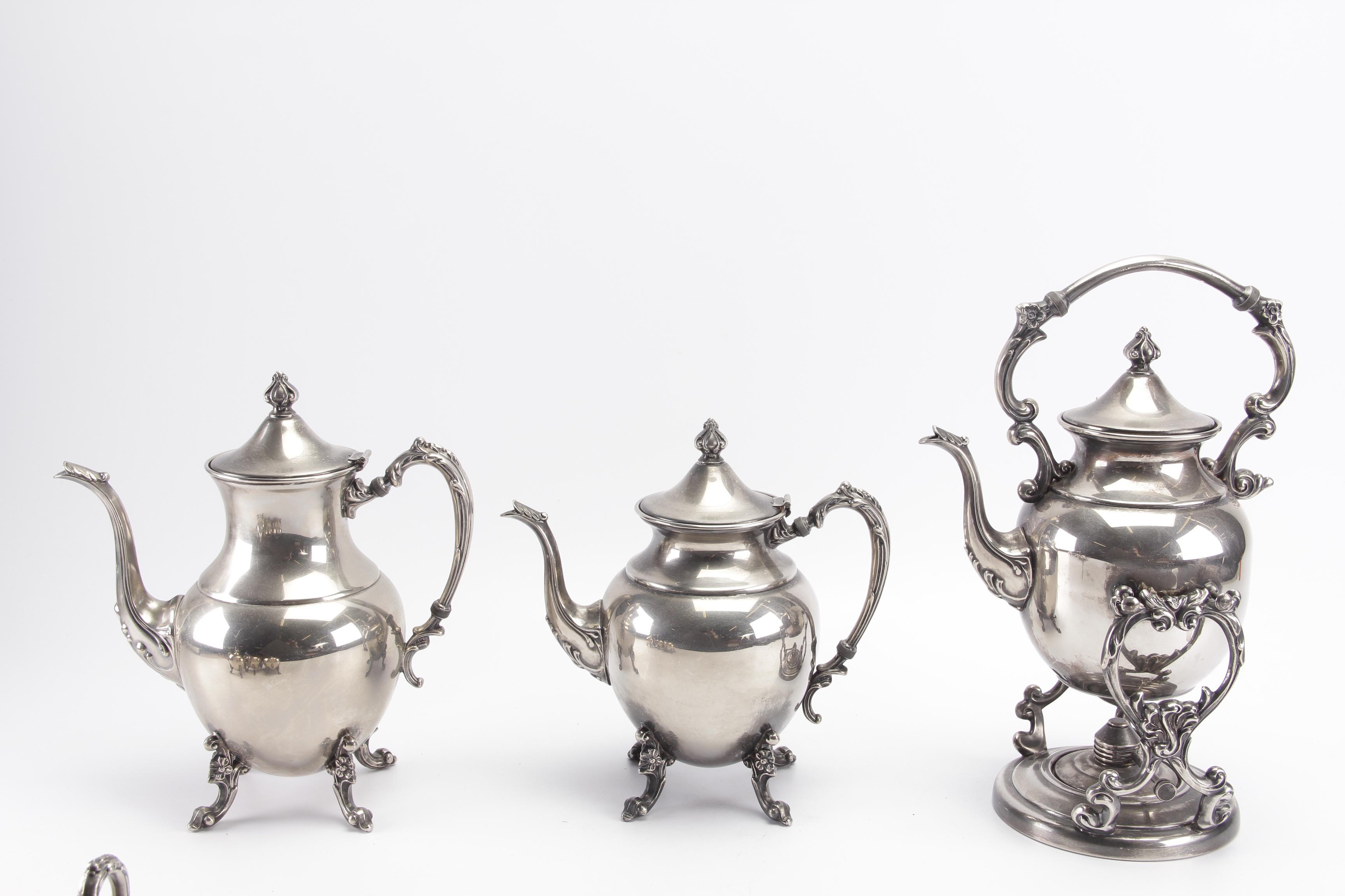 Vintage Sheridan Silver Co. Silver Plate Tea and Coffee Service Set