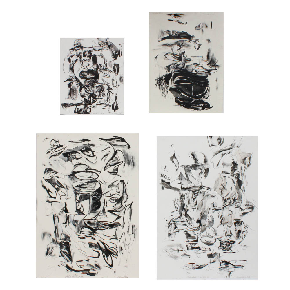 Donald Roberts 1990s Mixed Media Gouache Collages on Paper