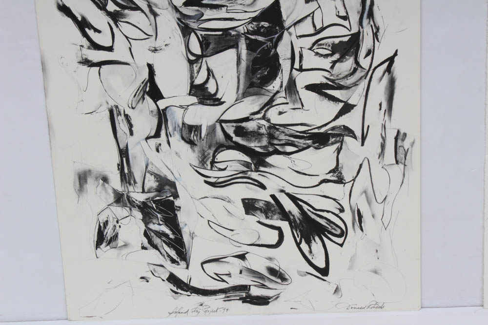 Donald Roberts 1990s Mixed Media Gouache Collages on Paper