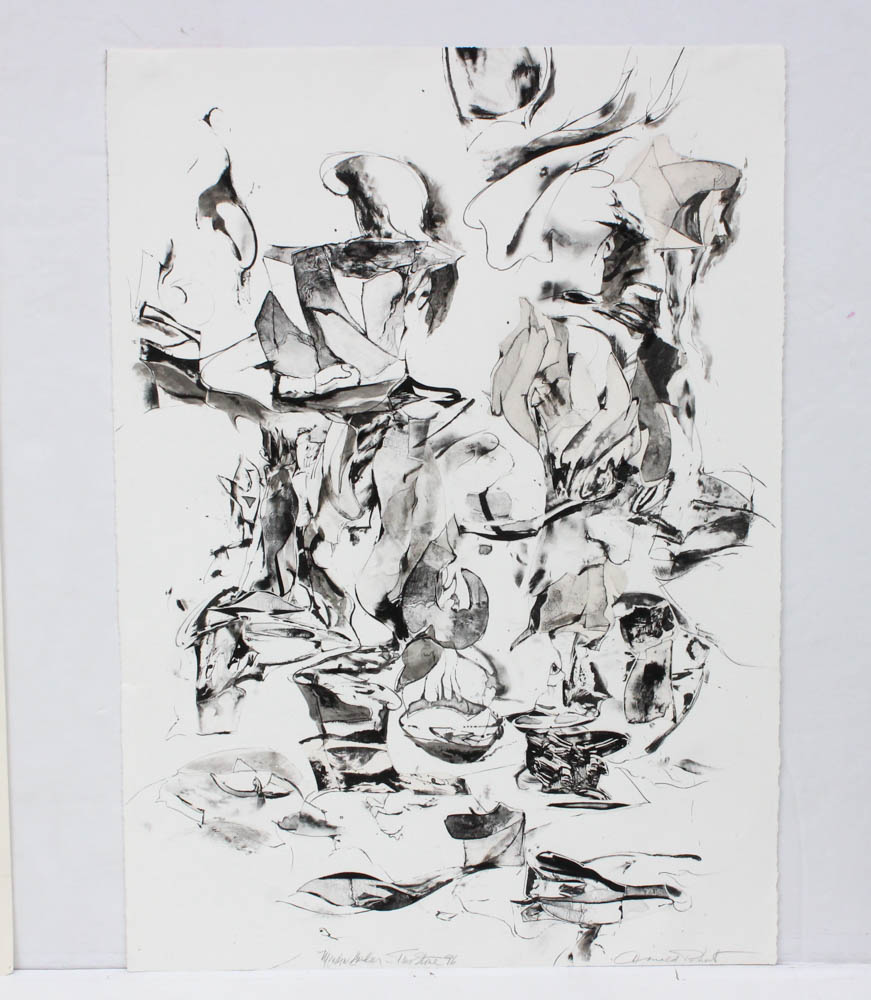 Donald Roberts 1990s Mixed Media Gouache Collages on Paper