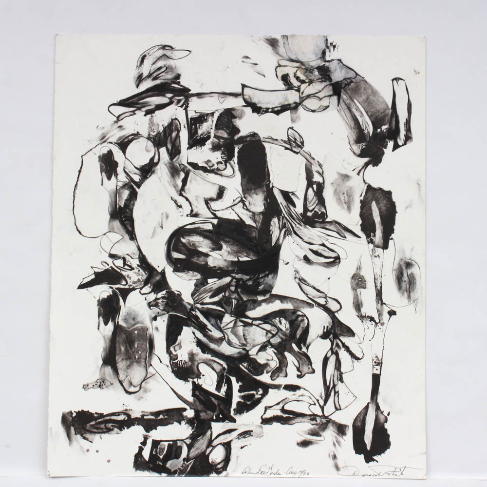 Donald Roberts 1990s Mixed Media Gouache Collages on Paper