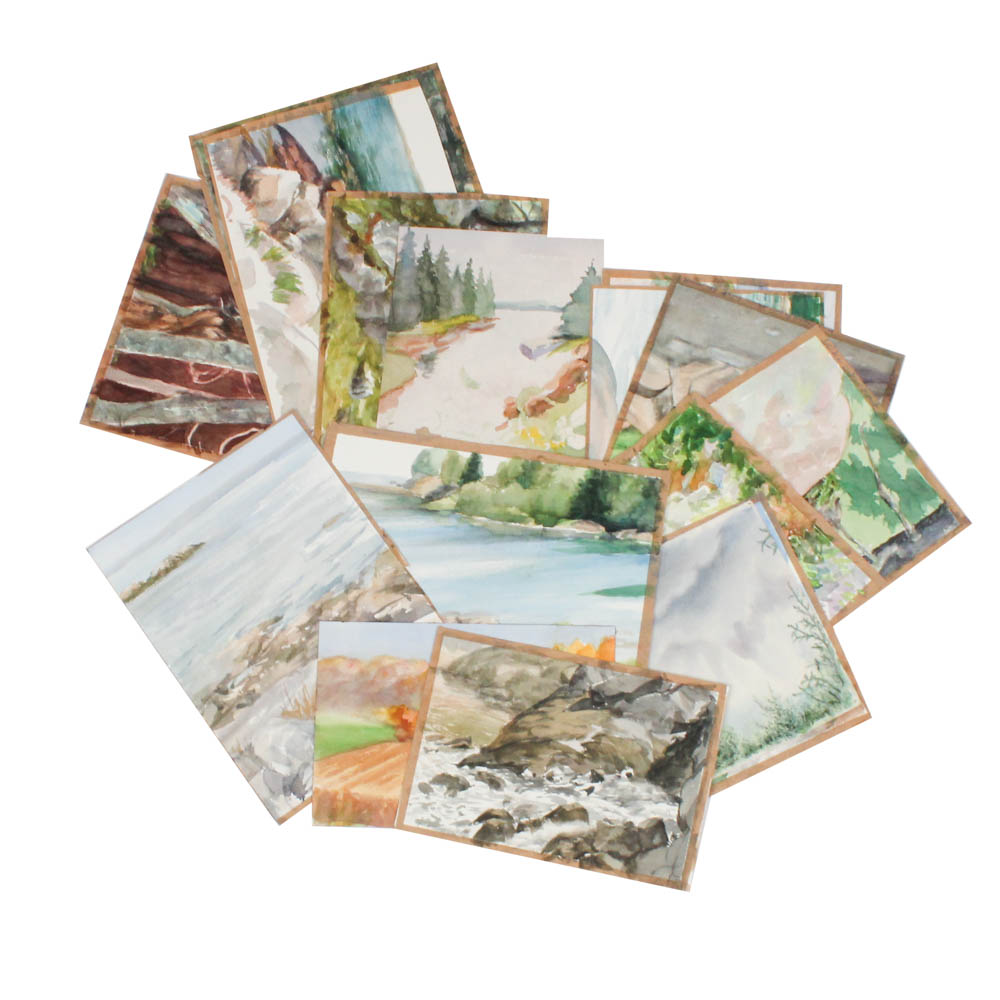 June Carver Roberts Original Watercolor Landscape Studies on Paper