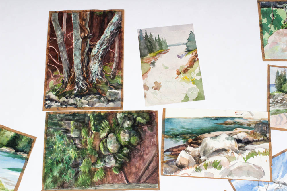June Carver Roberts Original Watercolor Landscape Studies on Paper