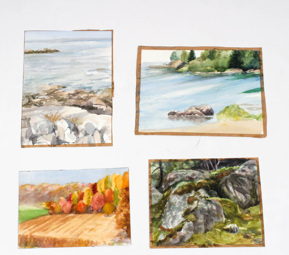 June Carver Roberts Original Watercolor Landscape Studies on Paper