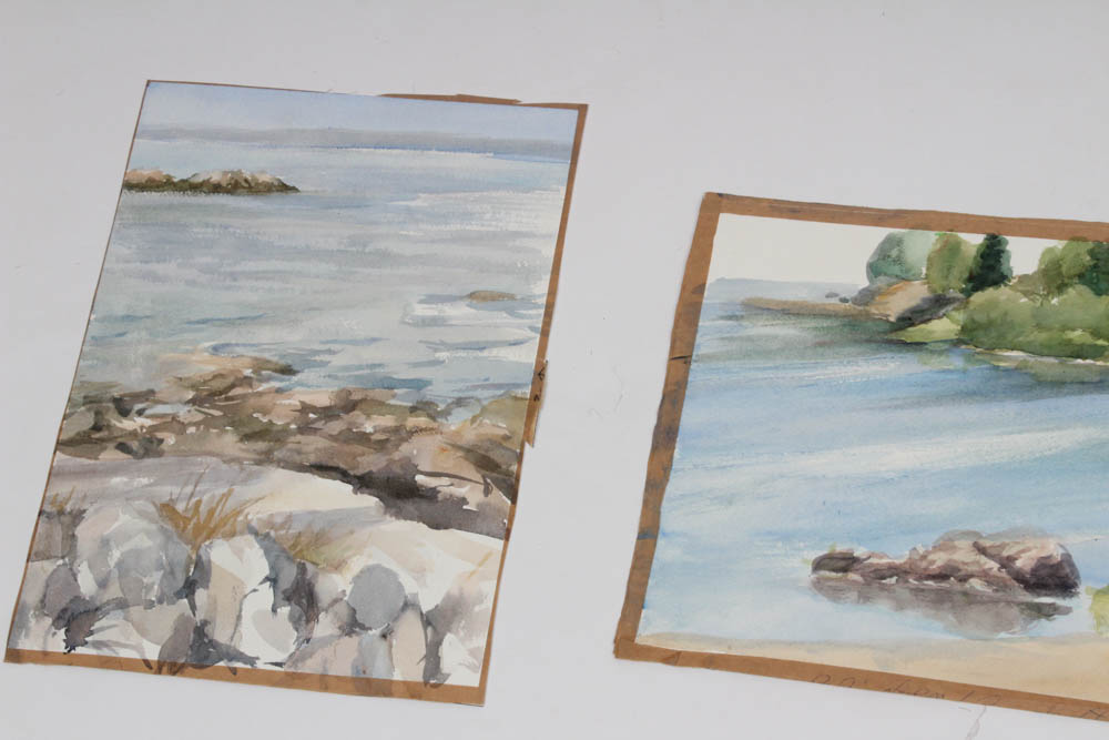 June Carver Roberts Original Watercolor Landscape Studies on Paper